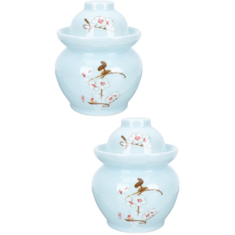 2pcs Ceramic Pickle Jar Sealed Jar Traditional Pickle Jar Household Pickle Sealing Can - Image 1