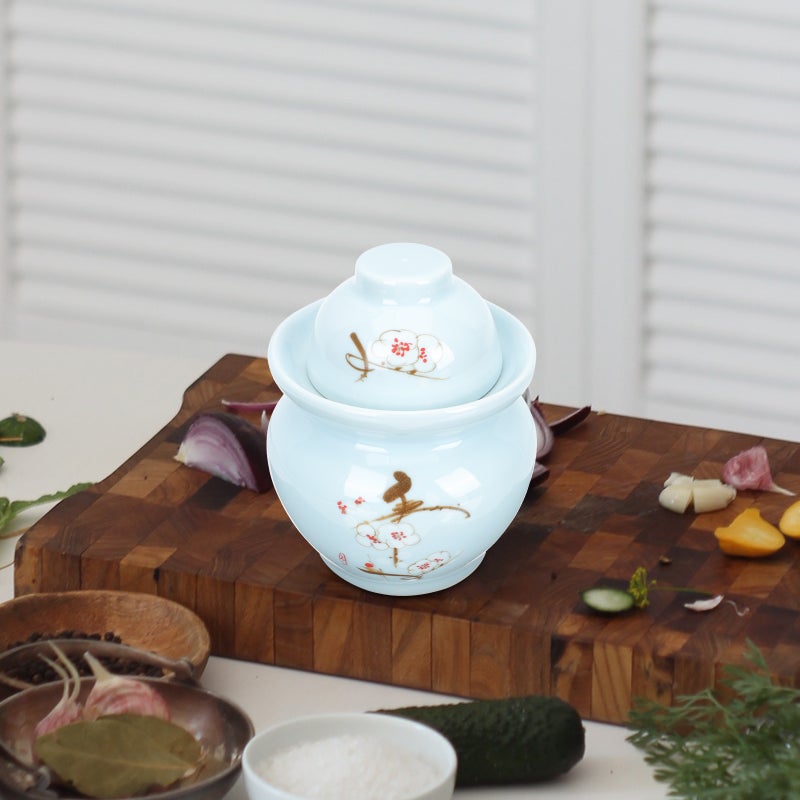 2pcs Ceramic Pickle Jar Sealed Jar Traditional Pickle Jar Household Pickle Sealing Can - Image 3