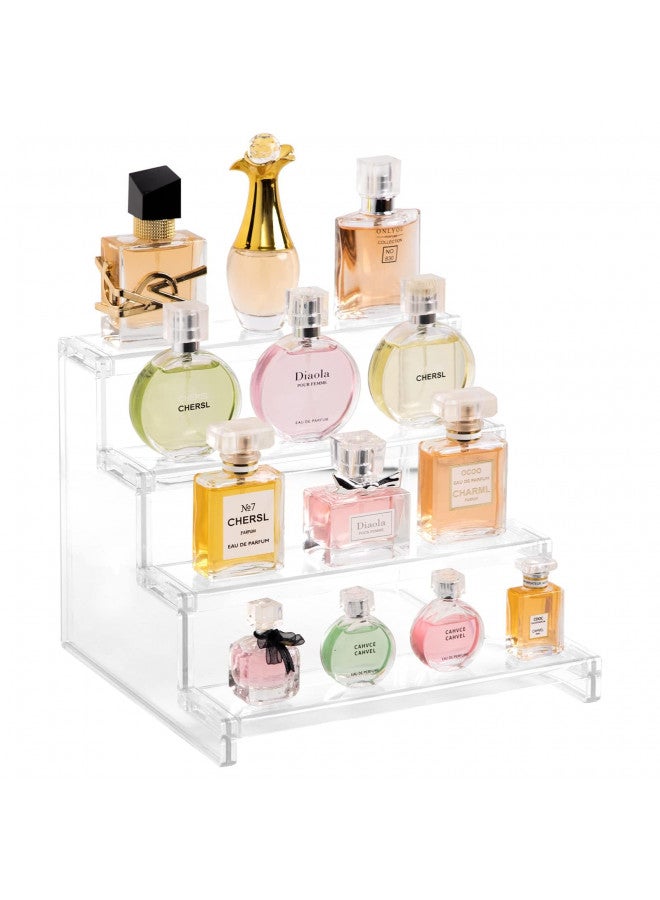 Lifewit 4 Tier Clear Display Risers Stand, Plastic Organizers for Figures, Cupcake, Perfume, Dessert, Desktop Display Stand for Organize and Decoration - Image 1