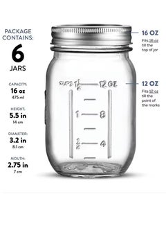 Premify 6 Pack 16oz Jars with Lids Thick Glass Canning Jars with Stainless Steel Lids,Ideal For DIY Spices, Meal Prep, Overnight Oats, Jelly, Jam, Honey, Candles, Crafts  - Image 3
