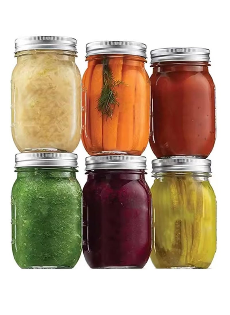 Premify 6 Pack 16oz Jars with Lids Thick Glass Canning Jars with Stainless Steel Lids,Ideal For DIY Spices, Meal Prep, Overnight Oats, Jelly, Jam, Honey, Candles, Crafts  - Image 5