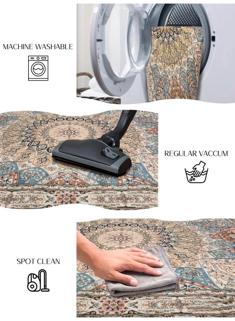 زيريفام سجاد منطقة - سجاد منطقة غرفة المعيشة ، سجاد غرفة النوم القابل للغسيل ، 160 * 230 سم طاولة القهوة أريكة أرضية سجادة مضادة للانزلاق مناسبة للفصول الدراسية والمكاتب وغرف الطعام والأسر.  (البيج) - Image 4