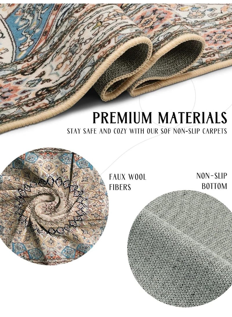 زيريفام سجاد منطقة - سجاد منطقة غرفة المعيشة ، سجاد غرفة النوم القابل للغسيل ، 160 * 230 سم طاولة القهوة أريكة أرضية سجادة مضادة للانزلاق مناسبة للفصول الدراسية والمكاتب وغرف الطعام والأسر.  (البيج) - Image 2