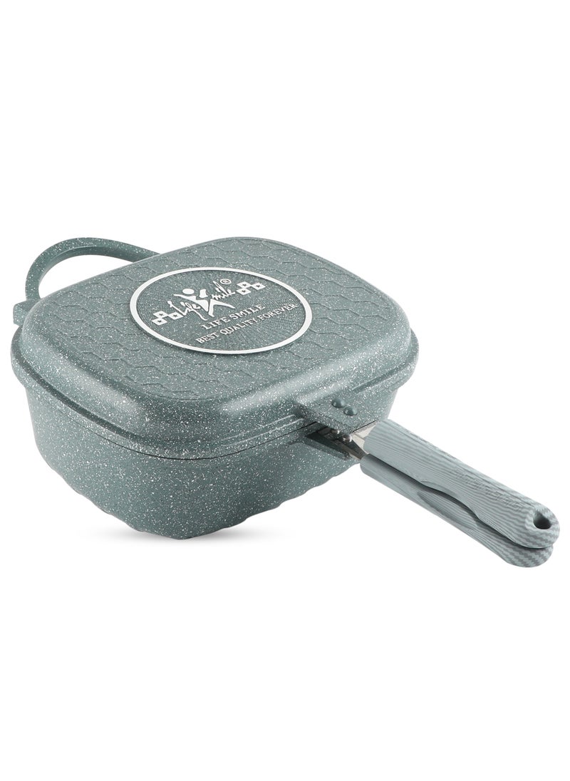 Life Smile - Smart Double  Grill Deep Frying Pan - 5 Layer Granite Non-Stick Coating With Magnetic Handle - Flipping Grill Frying Pan | Multiple Hob Compatibility - Image 1