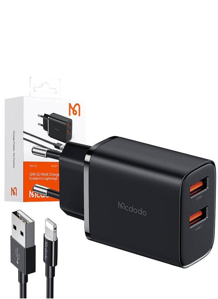 Mcdodo - Mcdodo CH-5071 USB-A*2, 12W Network Charger + USB-A To Lightning Cable - Image 1