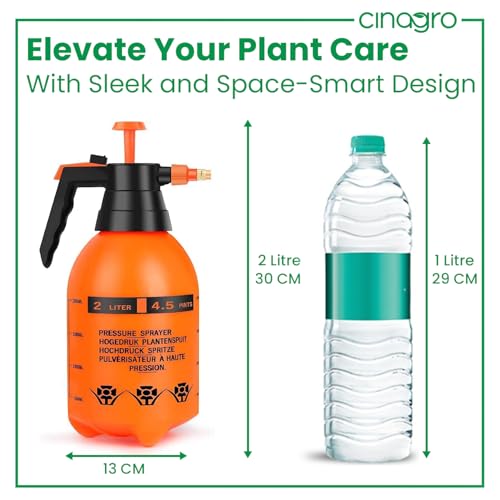 Cinagro Pressure Spray Pump (Orange 2 L), Gardening Water Pump Sprayer, Plant Water Sprayer for Home Garden, Spray Bottles for Garden Plants and Lawn, Plant Watering Can - Image 5