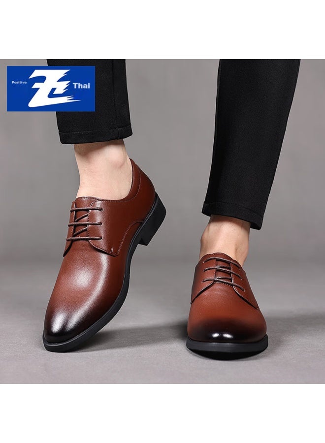 Chint British Business Formal Leather Shoes For Men, Breathable Simple Comfortable Derby Shoes Men's Leather Shoes Jz0009 Brown Size 42 - Image 5