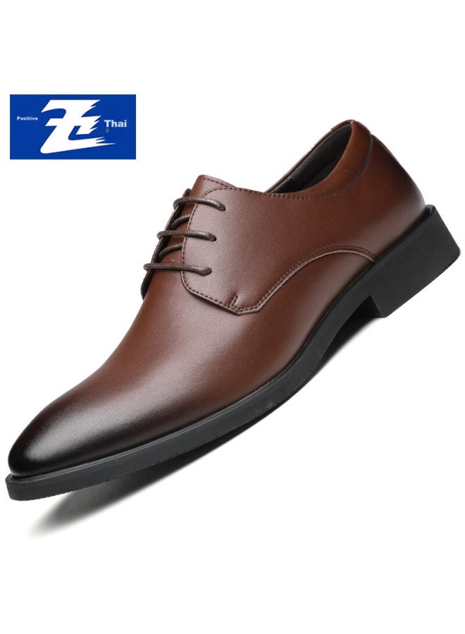 Chint British Business Formal Leather Shoes For Men, Breathable Simple Comfortable Derby Shoes Men's Leather Shoes Jz0009 Brown Size 42 - Image 3
