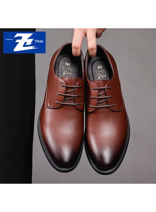 Chint British Business Formal Leather Shoes For Men, Breathable Simple Comfortable Derby Shoes Men's Leather Shoes Jz0009 Brown Size 42 - Image 1