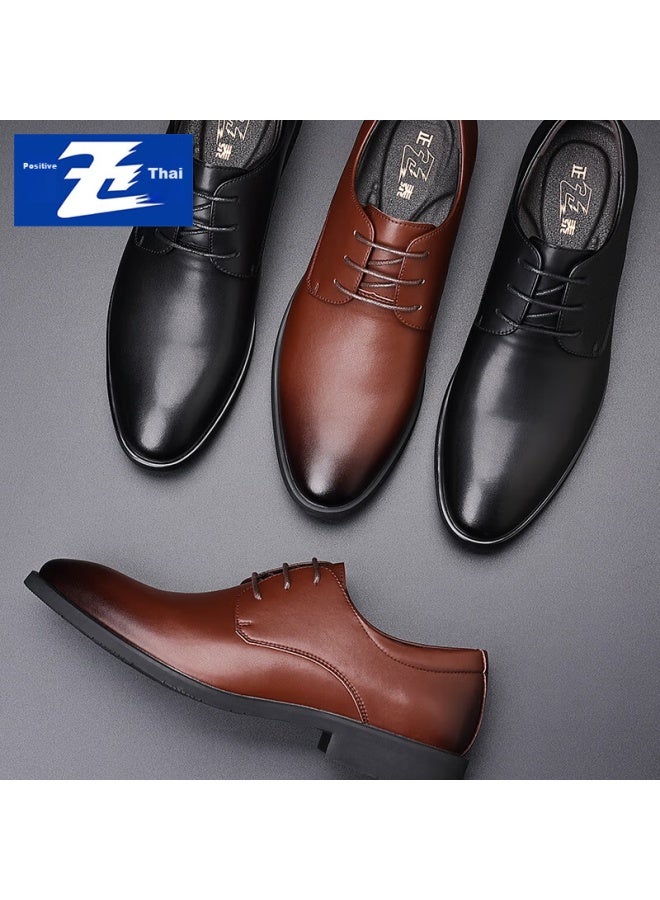 Chint British Business Formal Leather Shoes For Men, Breathable Simple Comfortable Derby Shoes Men's Leather Shoes Jz0009 Brown Size 42 - Image 4