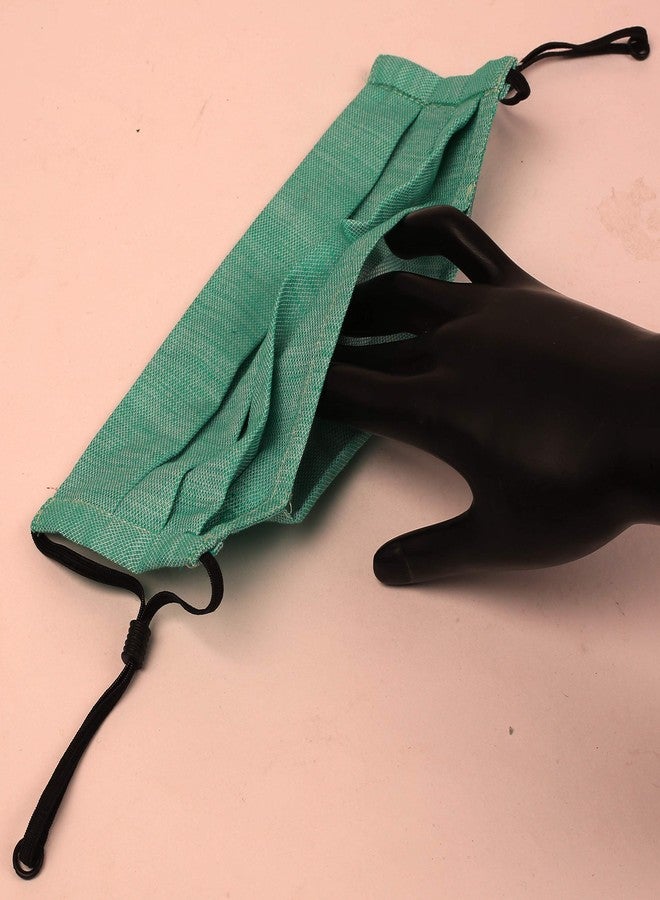 Touchstone Denim look Adjustable filter pocket nose bridge double layer anti-pollution smog smoke cold & cough protective cotton face mask reusable washable for men women (Pack of 3). Green Blue Pink - Image 2