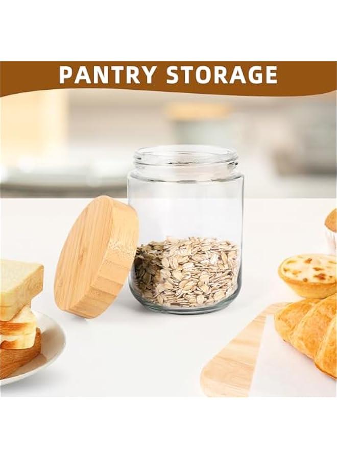 بيوينتي حاويات الشوفان الزجاجية 16 أوقية مع أغطية الخيزران ، 4 حزمة - جرات تخزين مضادة للهواء واسعة الفم لإعداد الوجبات ، الزبادي ، السلطة ، البودة ، الحبوب ، التوابل ، وأكثر من ذلك - Image 3
