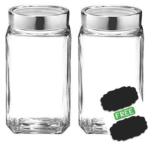 Brezzycloud Classic Glass Airtight Kitchen Storage Container With See Through Cap Lid For Tea Coffee & Sugar, Dry Fruit Jars, Storage Box, Set Of 2 (Clear) - Image 2