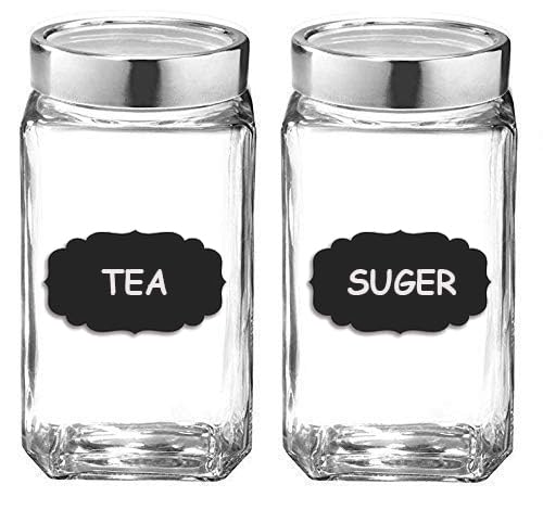 Brezzycloud Classic Glass Airtight Kitchen Storage Container With See Through Cap Lid For Tea Coffee & Sugar, Dry Fruit Jars, Storage Box, Set Of 2 (Clear) - Image 1