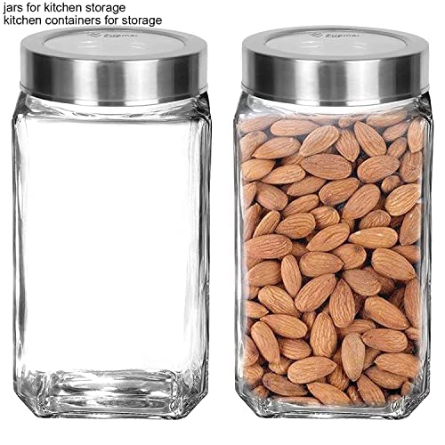 Brezzycloud Classic Glass Airtight Kitchen Storage Container With See Through Cap Lid For Tea Coffee & Sugar, Dry Fruit Jars, Storage Box, Set Of 2 (Clear) - Image 4
