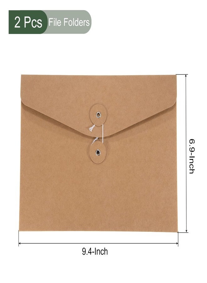 YOKIVE 2 Pack String Envelope File Folder, String Tie Closure Paper Pocket Folders | Letter Size Bills Files Organizer for Office(Brown, A5) - Image 2
