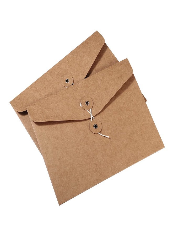 YOKIVE 2 Pack String Envelope File Folder, String Tie Closure Paper Pocket Folders | Letter Size Bills Files Organizer for Office(Brown, A5) - Image 1