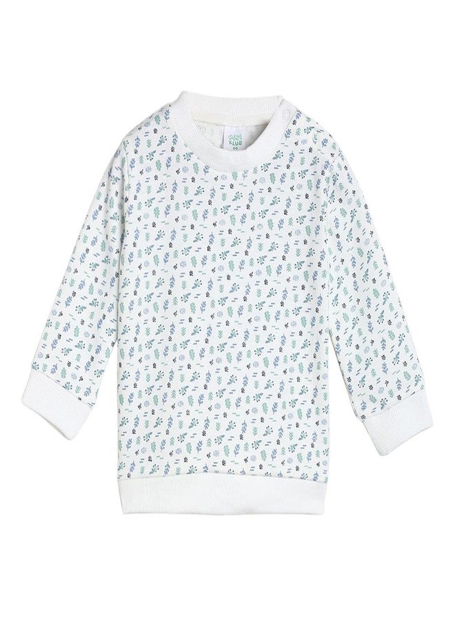 miniklub Baby Round Neck Long Sleeve Knitted Cotton White Color Sweat Shirt (3-6M) - Image 1