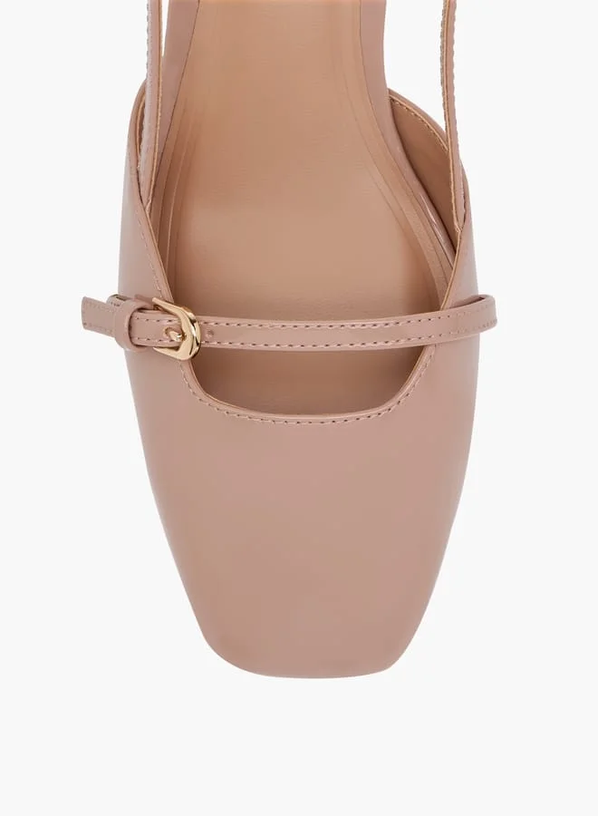 Celeste Women's Solid Shoes with Buckle Closure and Block Heels