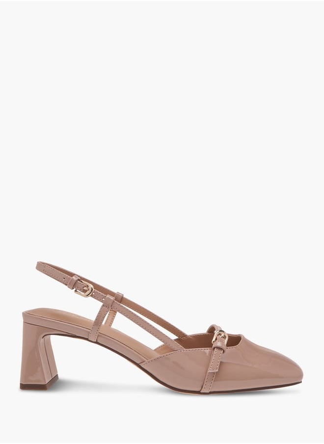 Celeste Women's Solid Shoes with Buckle Closure and Block Heels  - Image 3
