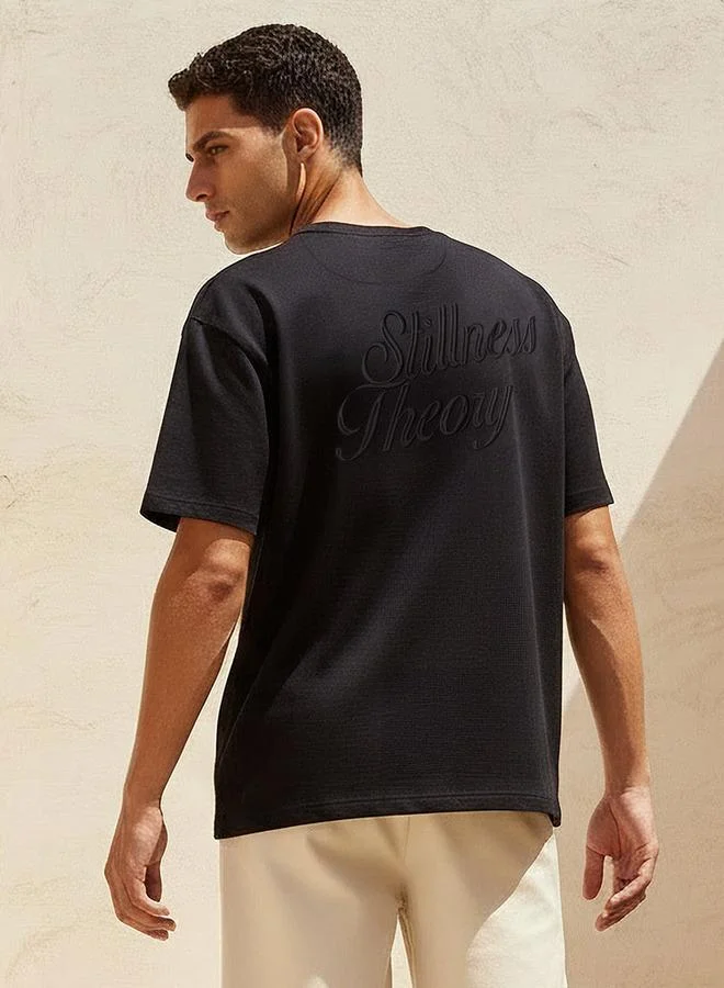 Lee Cooper BLACK Lee Cooper Men Regular Fit Crew Neck Short Sleeve Embroidered T-shirt for Men | Best Price UAE