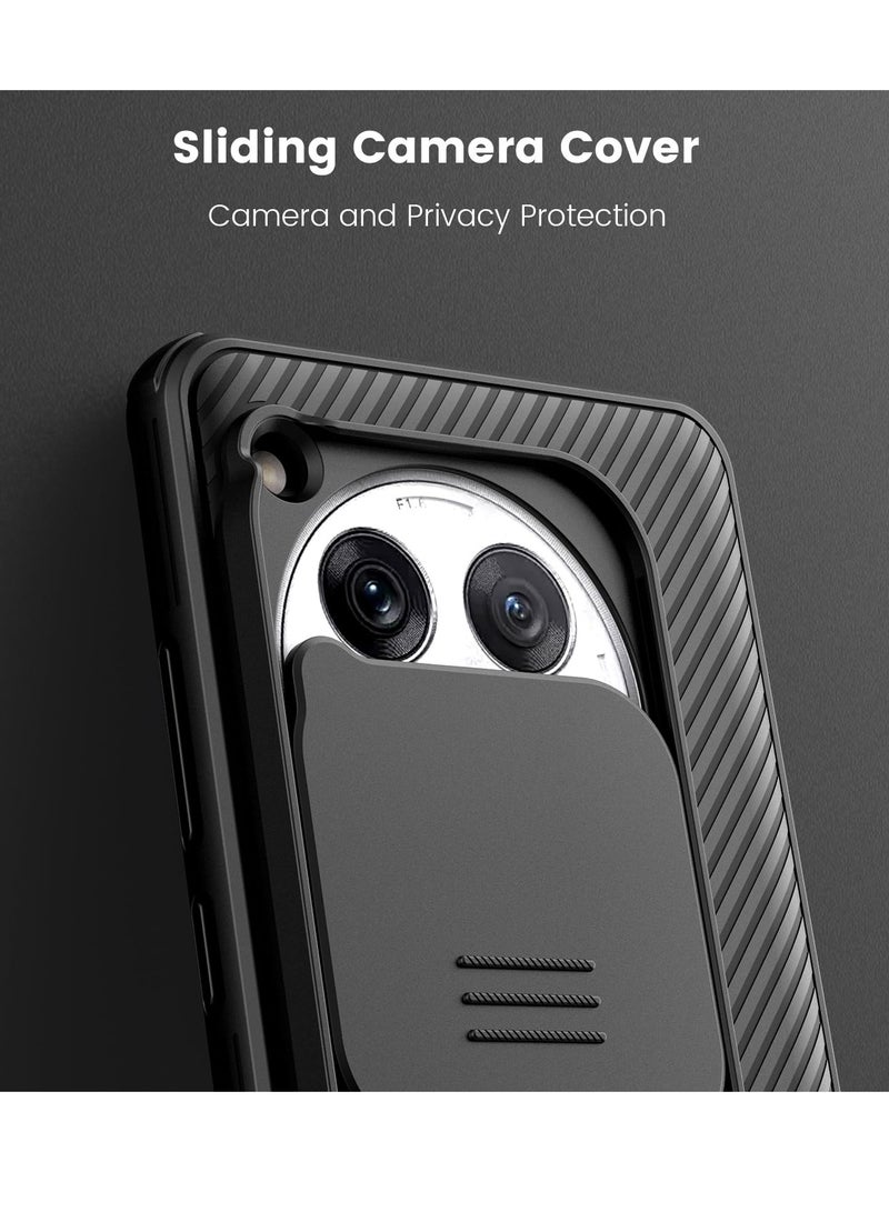 SYOSI Case for OnePlus 12 5G with Slide Camera Lens Protects Military Grade Protection Slim Fit Thin Shockproof Cover Anti peeping Protective Case 360° Full Body Protection Black - Image 3