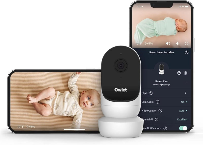 Owlet كاميرا أوولت كام 2 - كاميرا مراقبة ذكية للأطفال - بث فيديو وصوت آمن بدقة HD مع رؤية ليلية، زوم 4X، زاوية عرض واسعة وإشعارات الصوت والحركة والبكاء - أبيض - Image 1