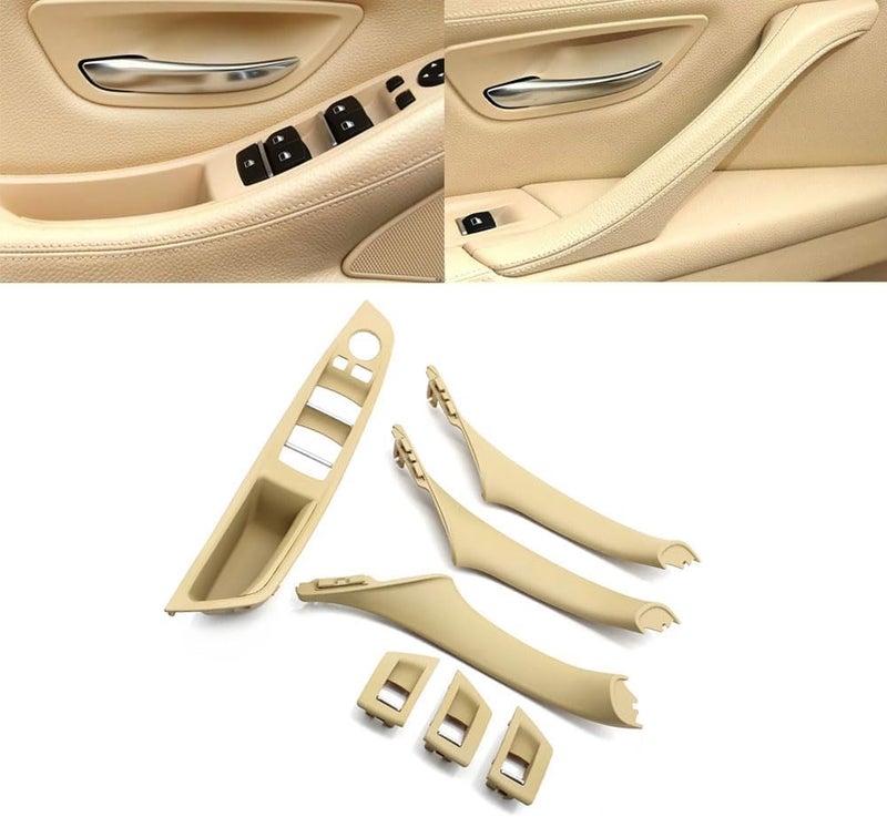 Goodithy Interior Door Pull Handle Armrest Window Switch Panel Trim 7PCS Set for BMW 5 Series F10 F11 F18 520i 523i 525i 528i 535i (Beige) - Image 1