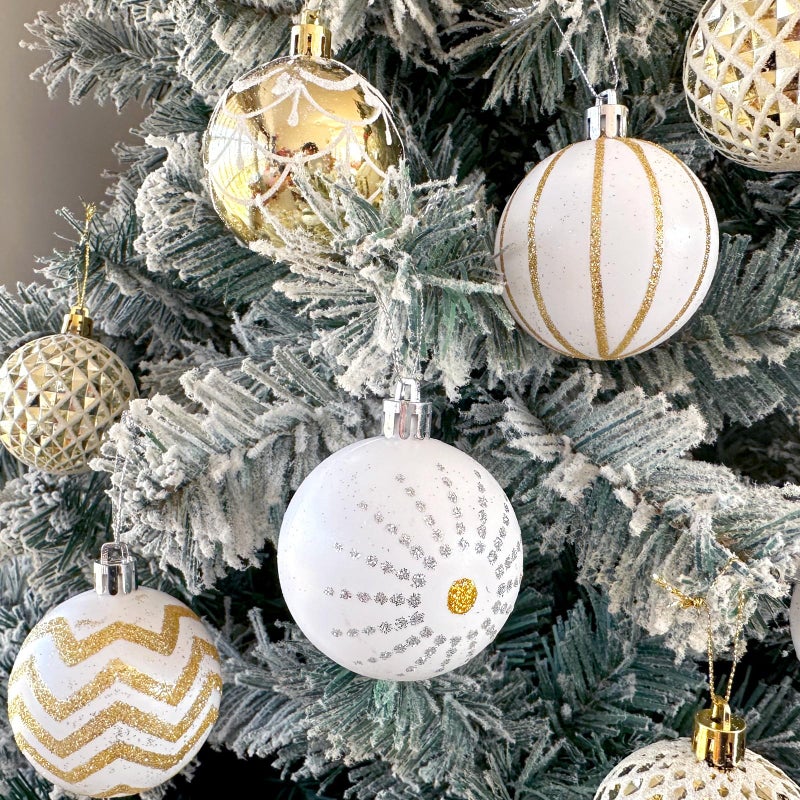 Geek-M 30PCS Christmas Balls Ornaments,60MM Gold&White Painted Shatterproof Festive Wedding Hanging Ornaments Christmas Tree Decoration - Image 4