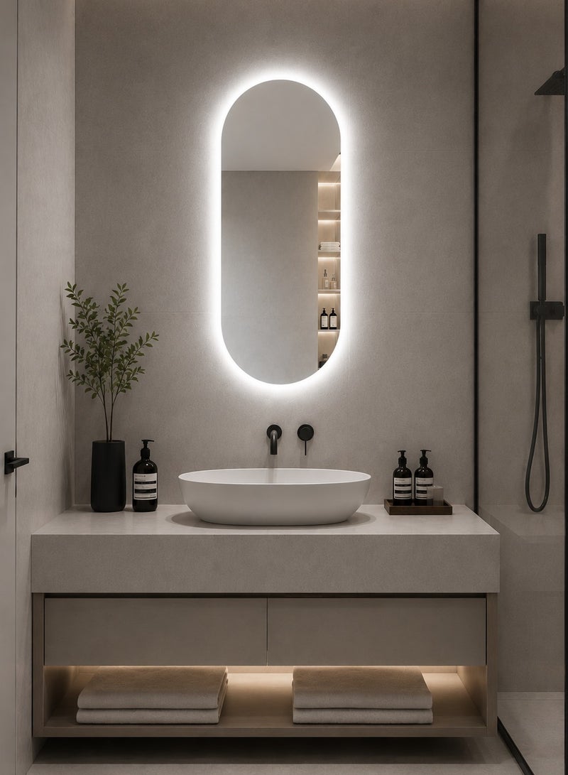 ميرور مرايا حمام مودرن مضيئة ، 80*45 سم ، تعطي مظهر بسيط للمكان التي توضع فيه - Image 1