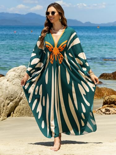 IMAGEKOPE Women 2025 Summer Kaftan Dresses Plus Size Bathing Suit Cover Up Moo Moos Beach Dress for Swimwear Caftan Dress - Image 4