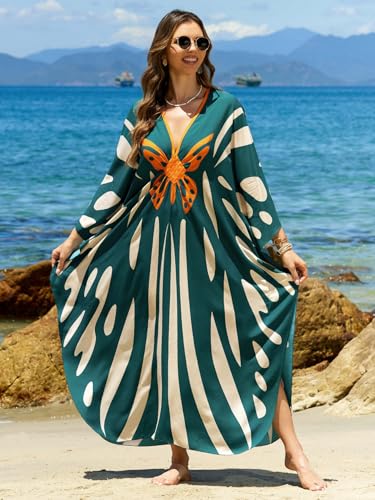 IMAGEKOPE Women 2025 Summer Kaftan Dresses Plus Size Bathing Suit Cover Up Moo Moos Beach Dress for Swimwear Caftan Dress - Image 5