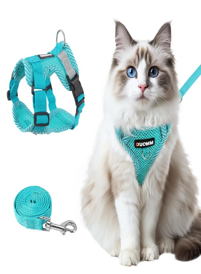 wanheart Cat Harness and Leash Set - Escape Proof Adjustable Breathable Vest for Cats, Soft Mesh Padded Harness with Reflective Strips - Easy Control for Kittens, Indoor & Outdoor Cats (Emerald, L) - Image 1