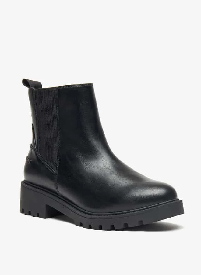 Lee Cooper Women's Solid Slip-On Ankle Boots with Block Heels