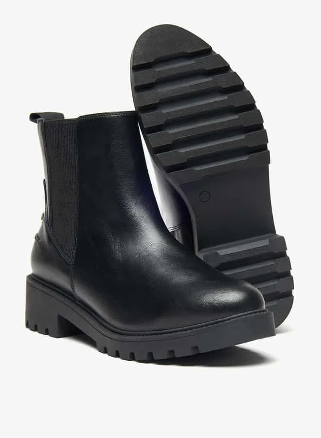 Lee Cooper Women's Solid Slip-On Ankle Boots with Block Heels