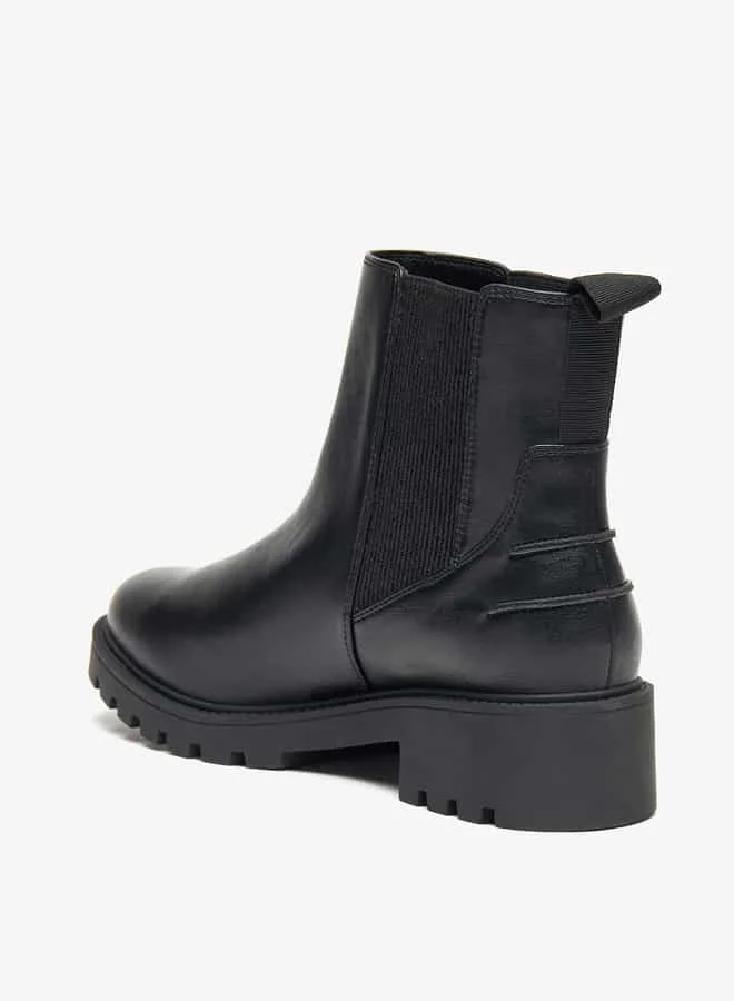 Lee Cooper Women's Solid Slip-On Ankle Boots with Block Heels