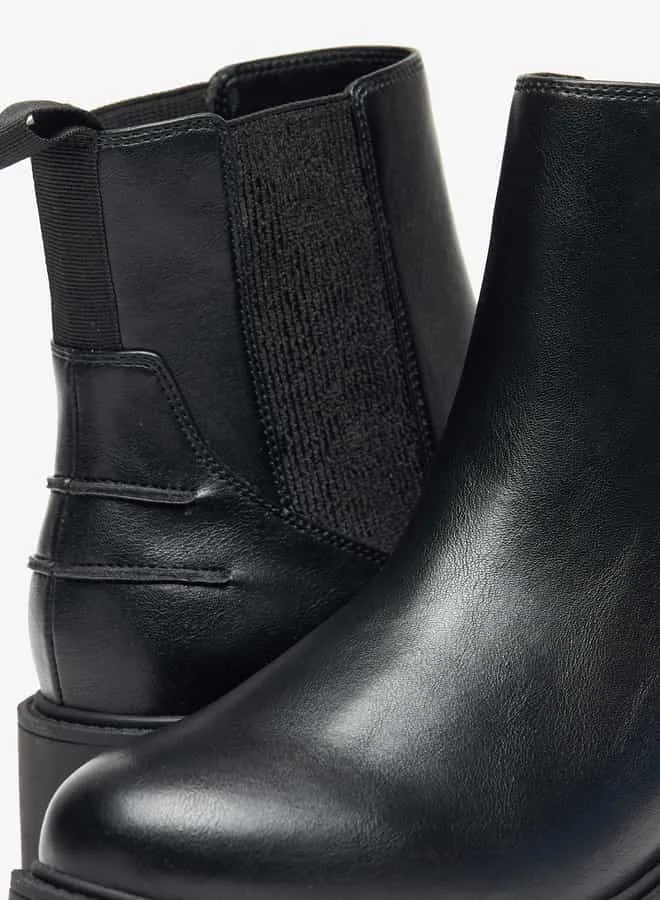 Lee Cooper Women's Solid Slip-On Ankle Boots with Block Heels