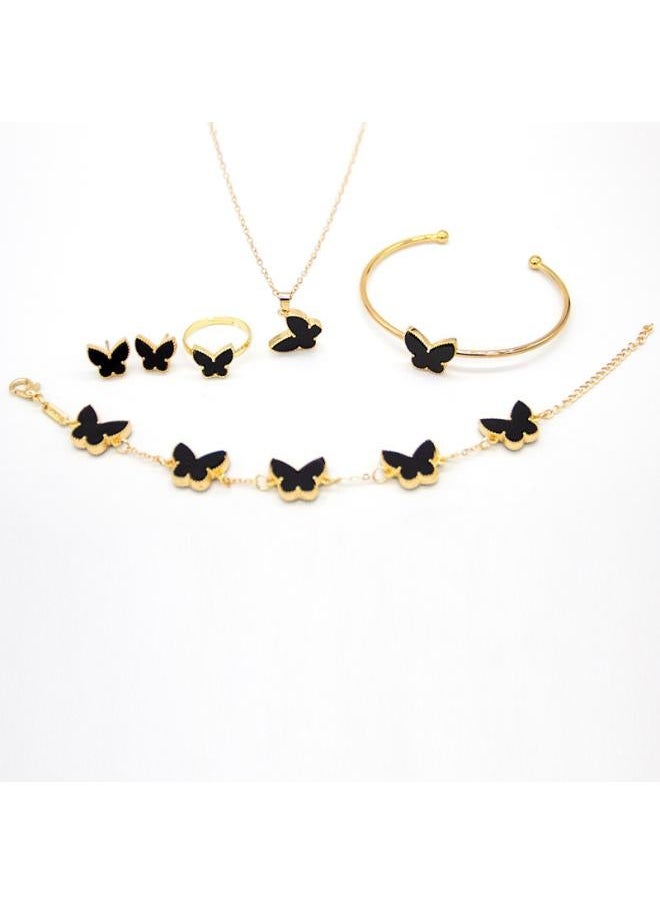 NIBEMINENT Cdd Butterfly Bracelet Five-piece Set Of Four-leaf Clover Necklace 202 New Explosions 