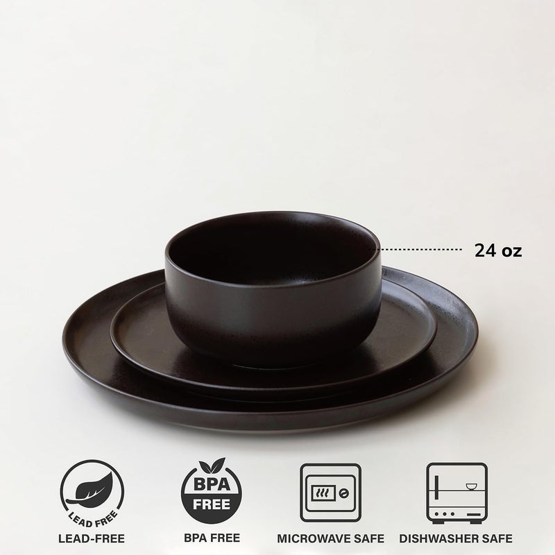 WENSHUO WENSHUO Cereal Bowls Set of 4 Modern Stoneware Bowls Chip and Scratch Resistant 24 oz Ink Spot Brown - Image 3