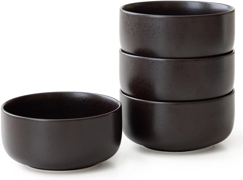 WENSHUO WENSHUO Cereal Bowls Set of 4 Modern Stoneware Bowls Chip and Scratch Resistant 24 oz Ink Spot Brown - Image 1