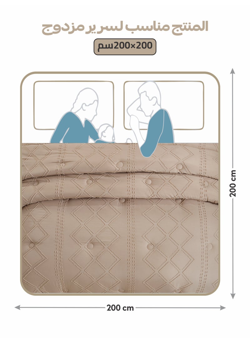 Donetella Bedding Comforter Set King Size, 6-Pcs Bed Set Fits 260x240 Cms -Tufted Embroidery Set-All Season- 350 GSM Brushed Microfiber (طقم مفرش سرير فندقي)  - Image 2