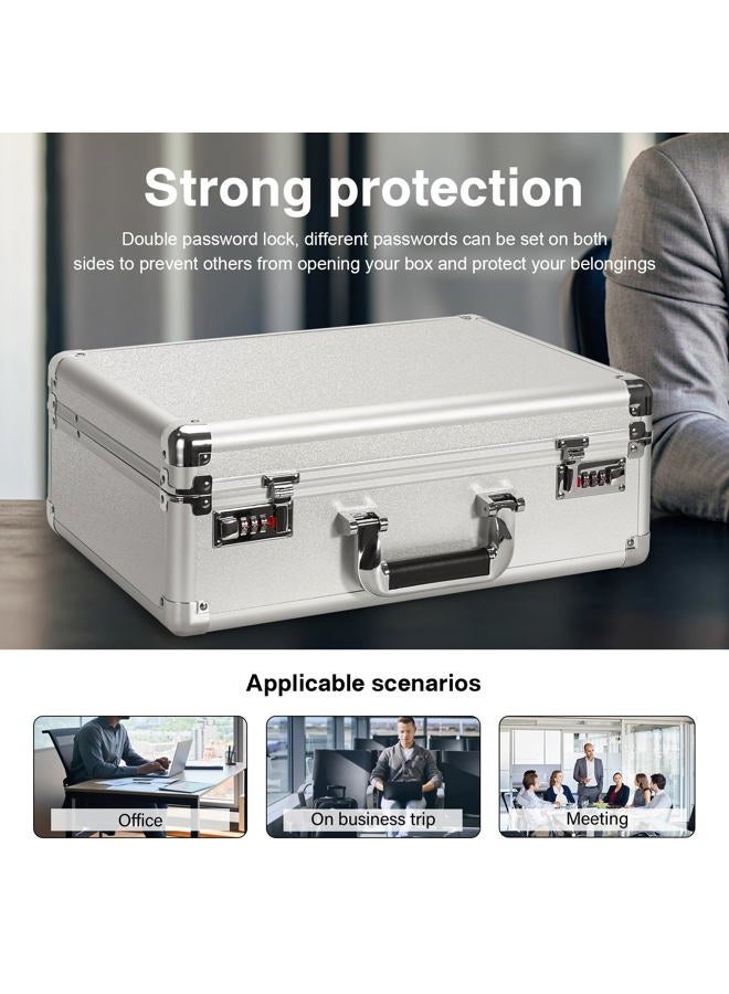 LOCKCURX File Organizer Storage Box - 18.9 x 14.6 x 6.3 Inch X-Large, Portable Locking Storage Totes with Dual Combination Locks for Cash, Documents & Valuables - Silver - Image 4