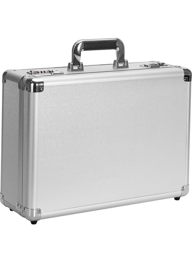 LOCKCURX File Organizer Storage Box - 18.9 x 14.6 x 6.3 Inch X-Large, Portable Locking Storage Totes with Dual Combination Locks for Cash, Documents & Valuables - Silver - Image 1