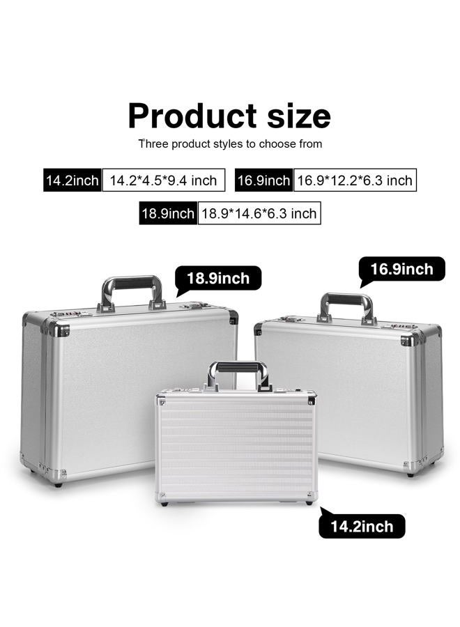 LOCKCURX File Organizer Storage Box - 18.9 x 14.6 x 6.3 Inch X-Large, Portable Locking Storage Totes with Dual Combination Locks for Cash, Documents & Valuables - Silver - Image 2