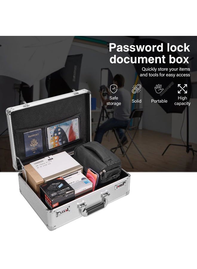 LOCKCURX File Organizer Storage Box - 18.9 x 14.6 x 6.3 Inch X-Large, Portable Locking Storage Totes with Dual Combination Locks for Cash, Documents & Valuables - Silver - Image 5