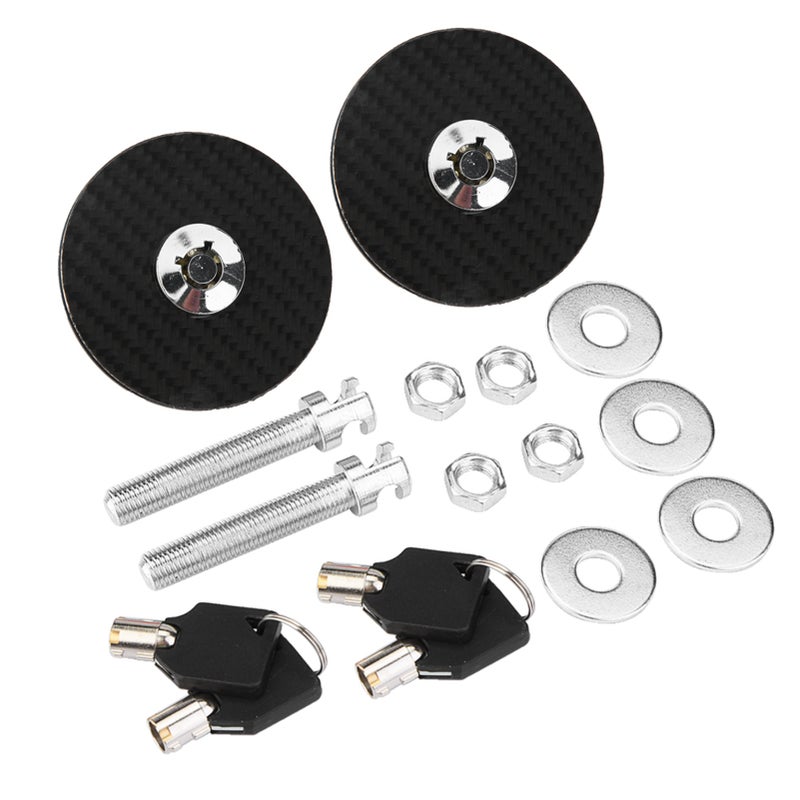 Car Universal Carbon Fiber Style Engine Hood Cover Lock Key Pin Kit Quick Latch Release - Image 5