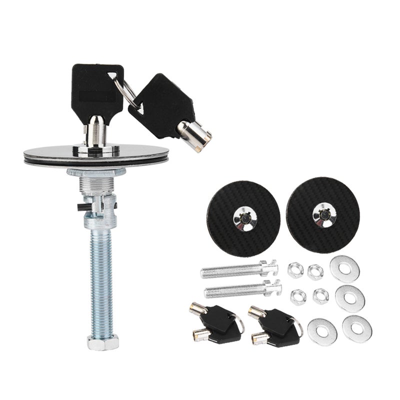 Car Universal Carbon Fiber Style Engine Hood Cover Lock Key Pin Kit Quick Latch Release - Image 2
