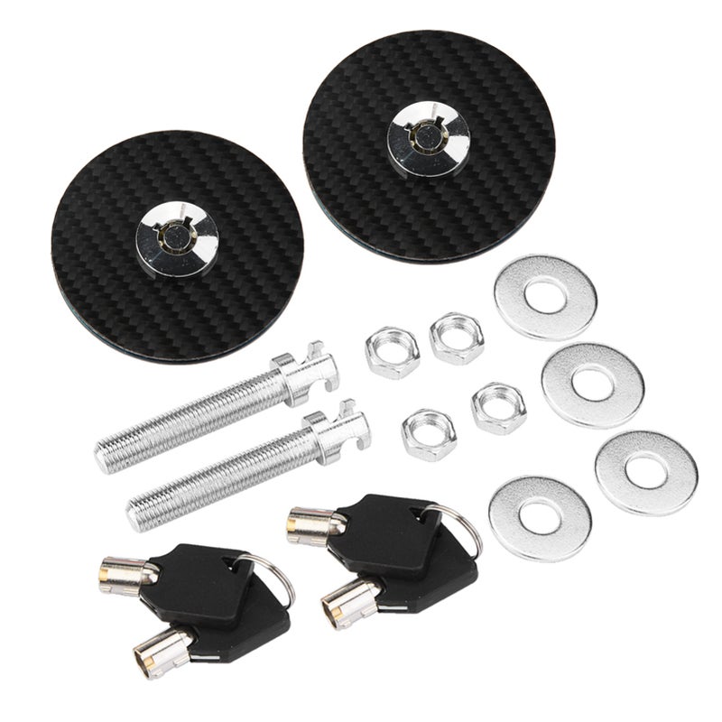 Car Universal Carbon Fiber Style Engine Hood Cover Lock Key Pin Kit Quick Latch Release - Image 1
