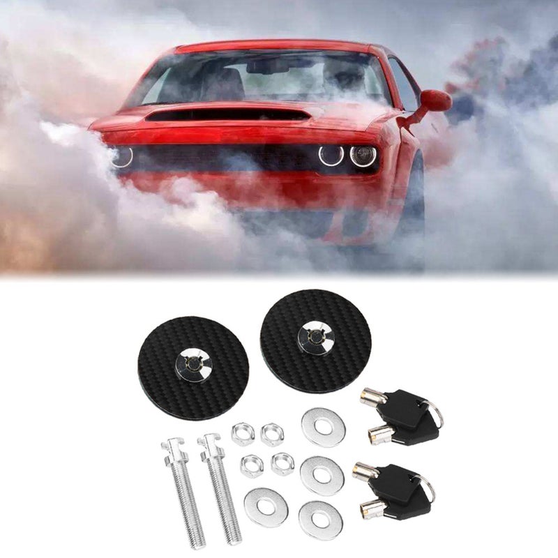 Car Universal Carbon Fiber Style Engine Hood Cover Lock Key Pin Kit Quick Latch Release - Image 3