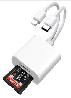 قارئ بطاقات SD لأجهزة iPhone/iPad، قارئ بطاقات Micro SD بفتحتين متوافق مع iPhone